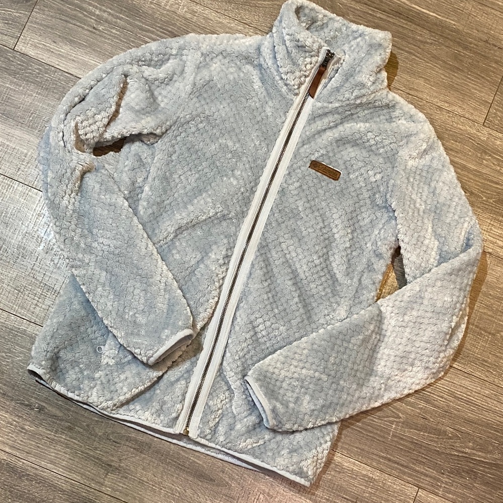 Columbia Light Gray Plush Full-Zip Jacket